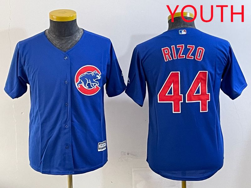 Youth Chicago Cubs #44 Rizzo Blue Game 2025 Nike MLB Jersey style 1